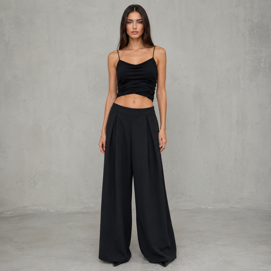 Pantalón Ébano wide leg, vista frontal