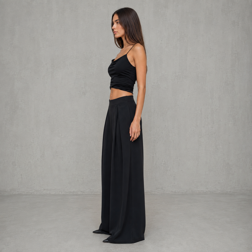 Pantalón Ébano wide leg, vista lateral