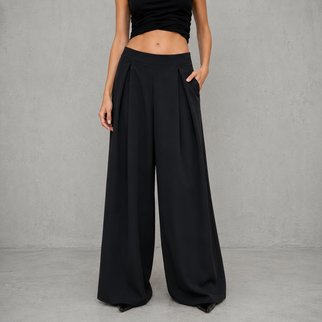 Pantalón Ébano de tiro medio, detalle de calce