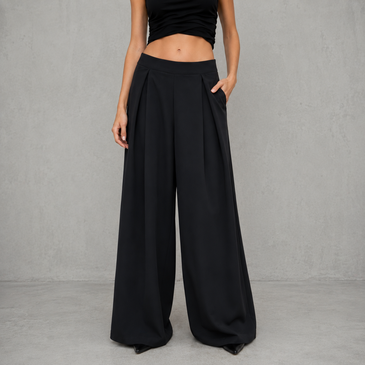 Pantalón Ébano de tiro medio, detalle de calce